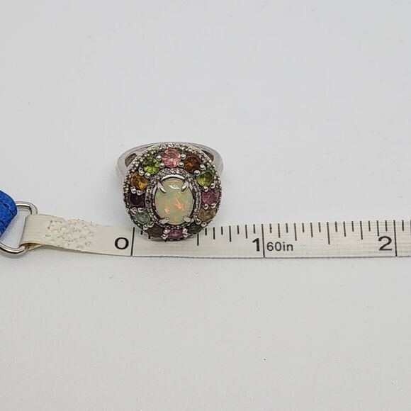VTG 925 Sterling Silver Size 8 Authentic Carol Brodie Fire Opal Tourmaline Ring - Picture 11 of 14